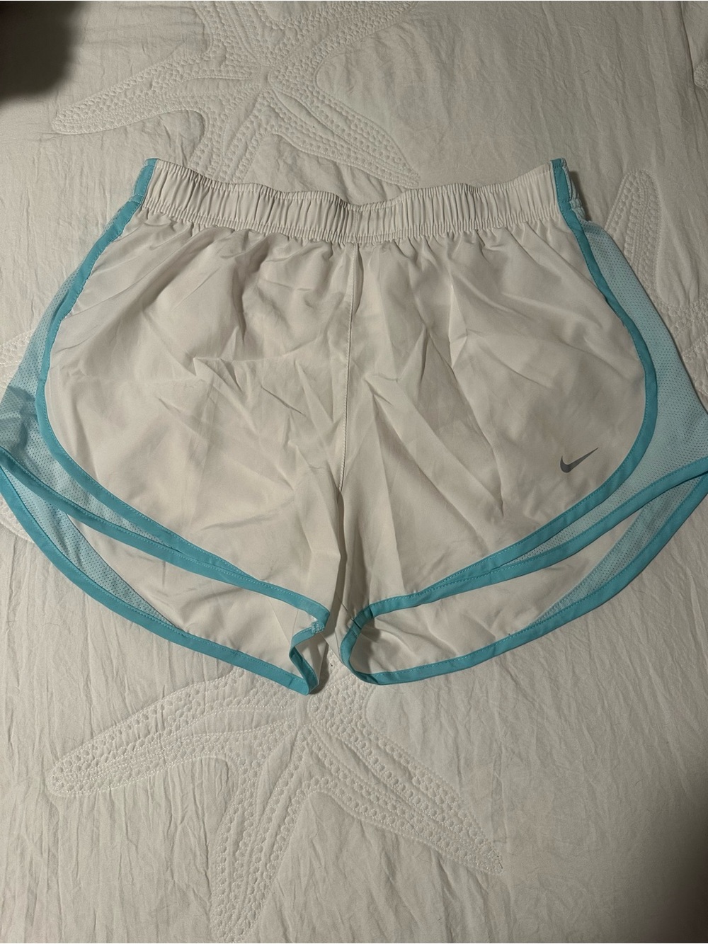 Nike Women's White Running Shorts with Teal Trim